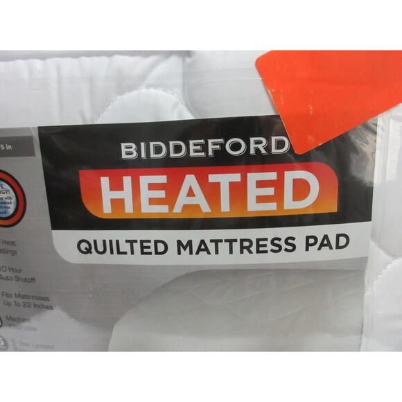 BIDDEFORD HEATED FULL MATTRESS PAD 54” X 75” WHITE 1 CONTOLLER & INSTRUCTION NEW - Picture 2 of 6